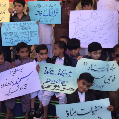 Hundreds of children protest in Gwadar, Pakistan in support of basic rights