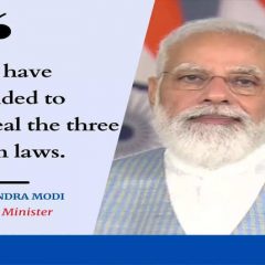 Three farm laws to be rolled back, declares PM Modi