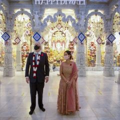 London: Boris Johnson, Home Secretary Priti Patel visit Neasden Temple for Diwali