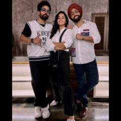 '83' Promotions: Ammy Virk, Harrdy Sandhu & Wamiqa Gabbi Pose For A Smiling Picture