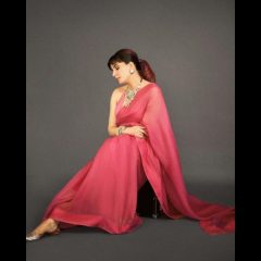 Kirti Kulhari's Elegant Look In Pink Organza Saree