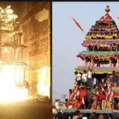 Andhra Pradesh: Chariot allegedly set ablaze by unidentified people outside Chittoor temple