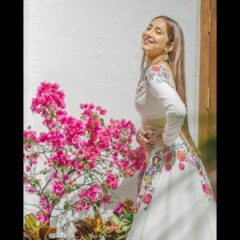 Anusha Dandekar Looks Pretty In Stunning White Lehenga