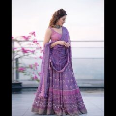 Nargis Fakhri Looks Enchanting In Handcrafted Lilac Lehenga