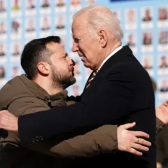 US President Joe Biden is greeted by Ukrainian President Volodymyr Zelenskyy, Russia fumes