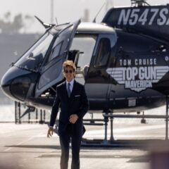 Tom Cruise Arrives In Helicopter At World Premiere Of 'Top Gun: Maverick'