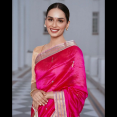 Manushi Chhillar Displays Her Grace In Pink Silk Saree