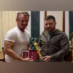 Sean Penn Gives Oscar Statuette To Ukrainian President Volodymyr Zelenskyy